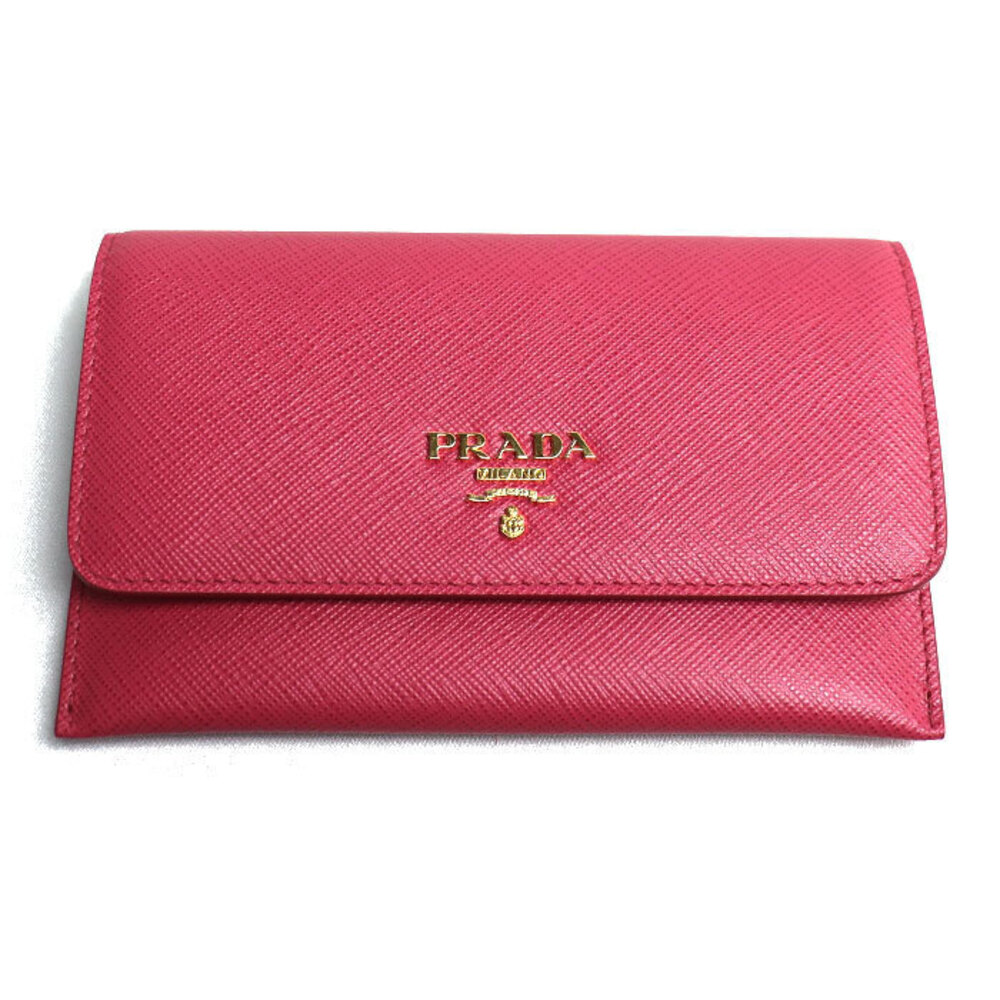 Prada Saffiano Card Case Wallet Pass Pink
